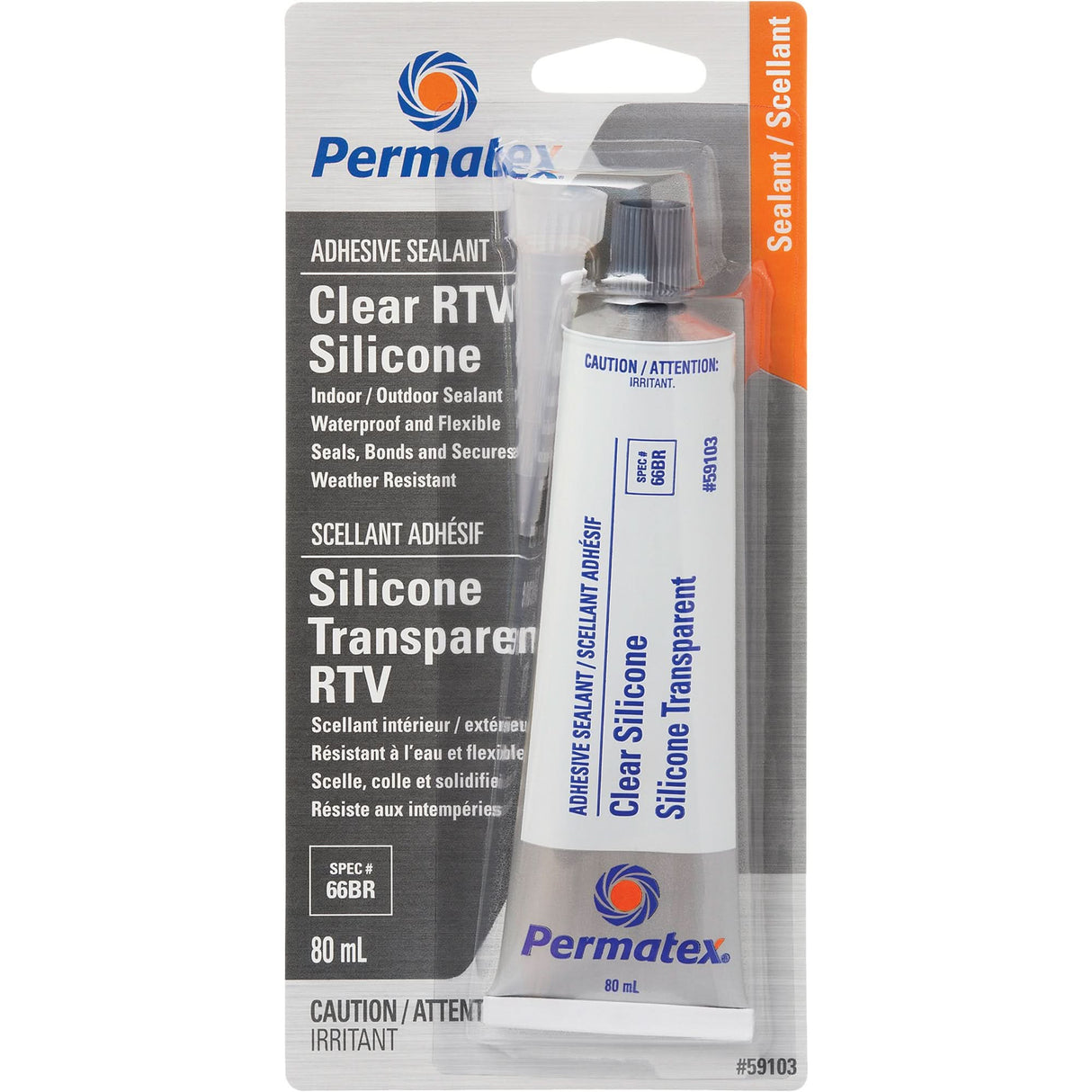 RTV Adhesive Sealant, 80 ml, Tube, Clear