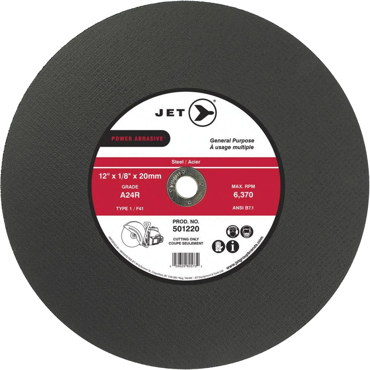 A24R Power Abrasive Cut-Off Wheel, 14" x 1/8", 1" Arbor, Type 1, 5400 RPM
