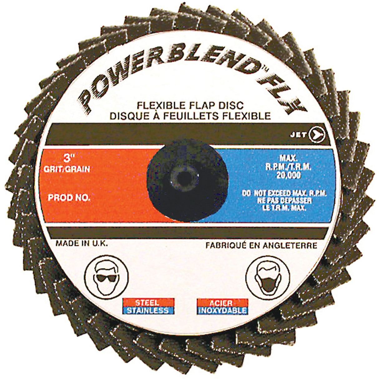 POWERBLEND FLX Roll-on Flap Disc, 2" x Type R, Z40 Grit, Zirconia Alumina