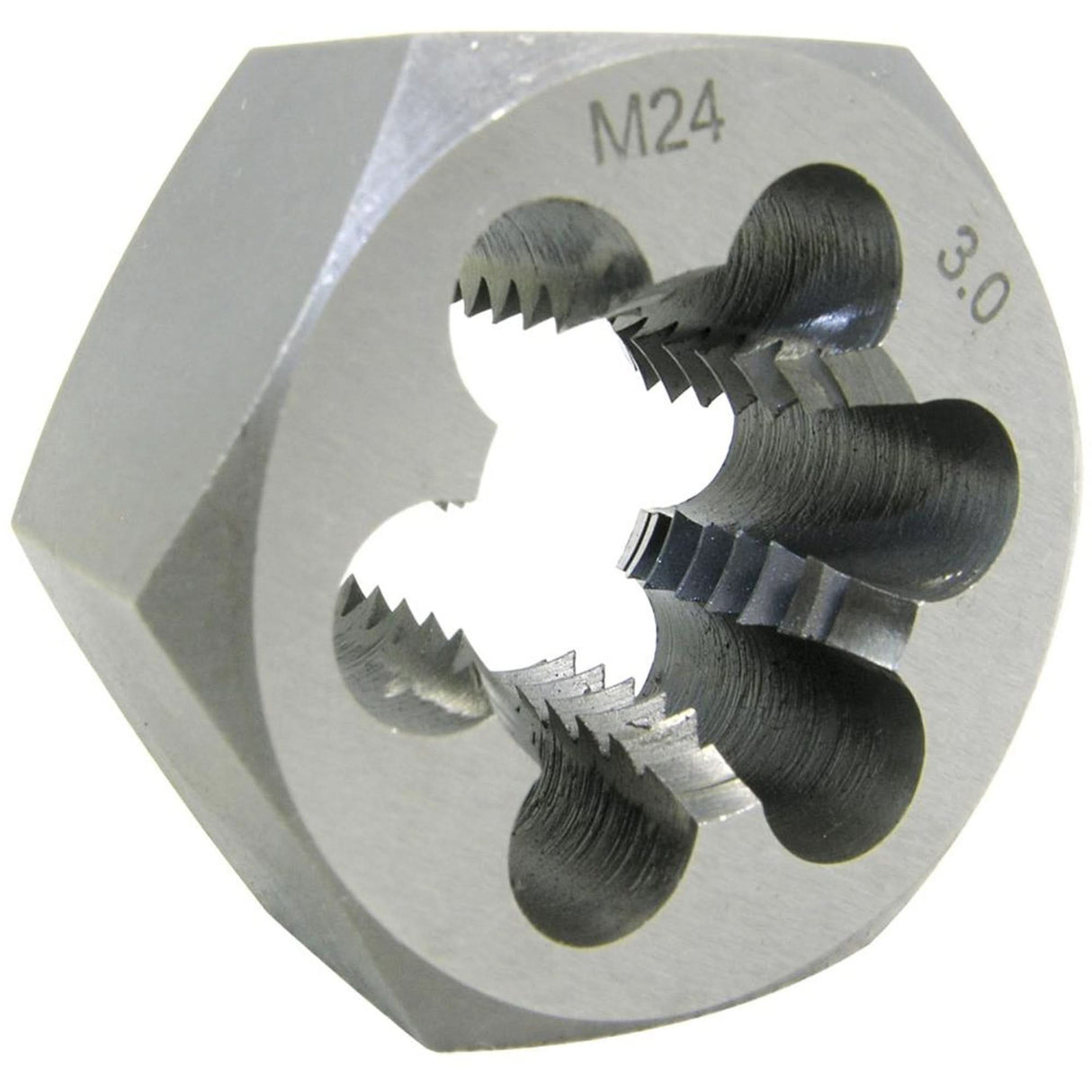 Metric Hex Die, 1" Dia., 8 mm-1.25 Thread, Alloy Steel