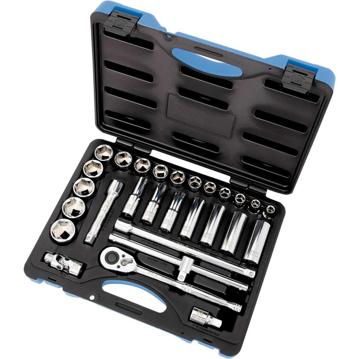 SAE Socket Wrench Set, 29 Pcs, 1/2" Drive Size, Deep