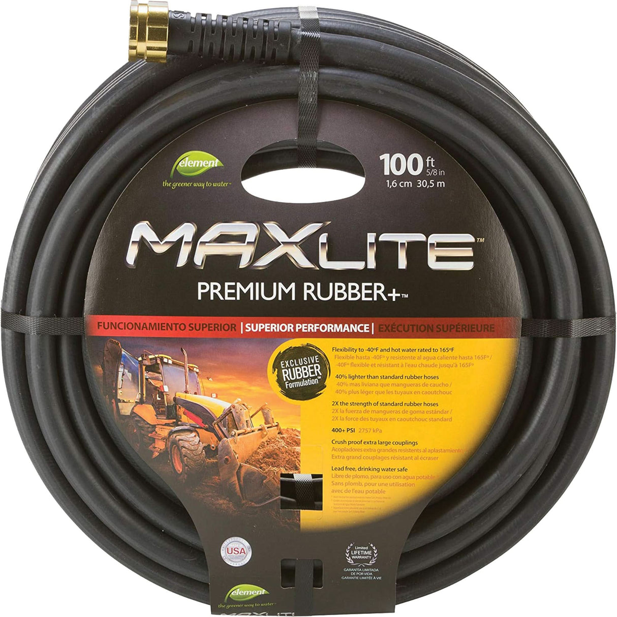 Commercial Duty Hoses, Rubber, 5/8" dia. x 100'
