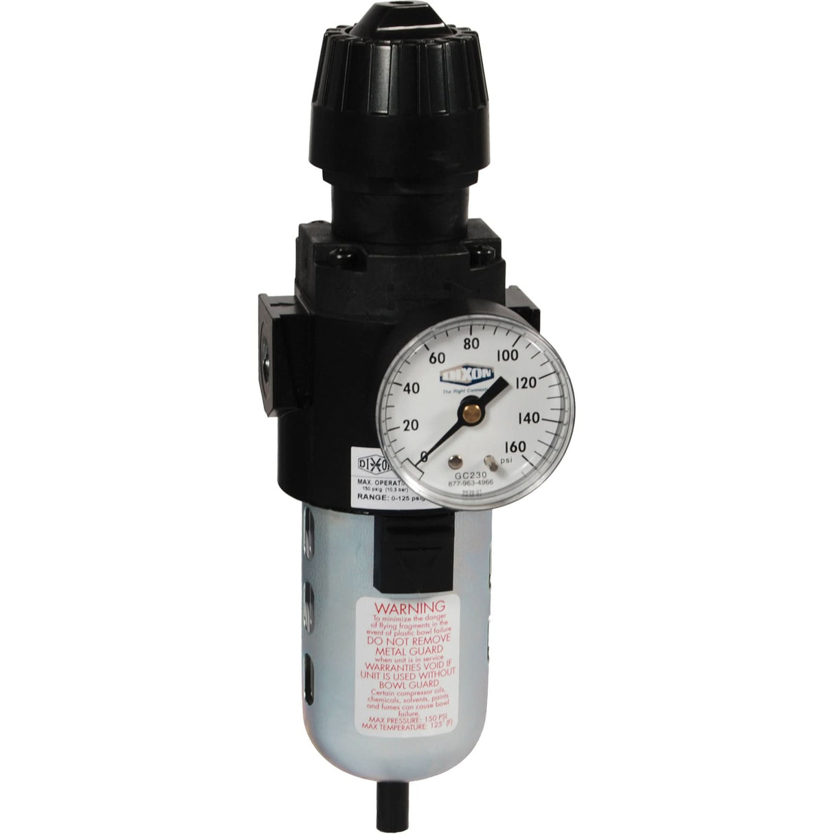 Wilkerson Compact Filter/Regulator, 1/2" NPT, 150 PSI Max. PSI, Standard