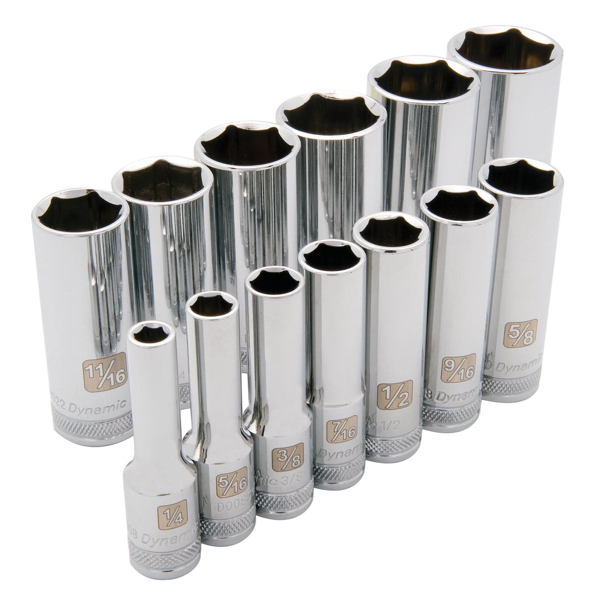 SAE Socket Set, 13 Pcs, 3/8" Drive Size, Deep