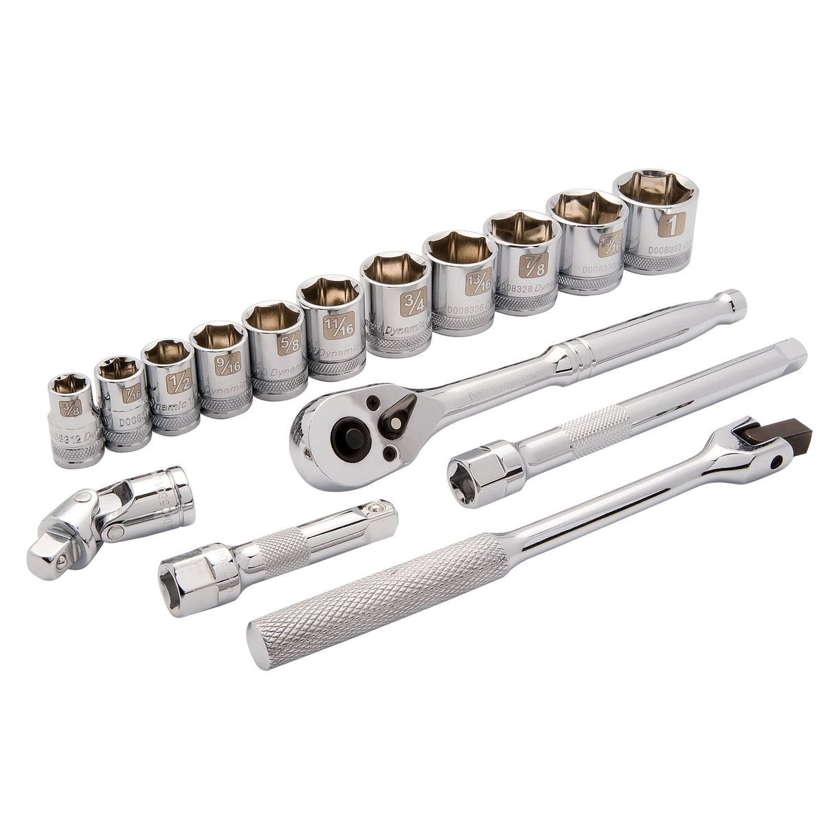 SAE Socket Set, 16 Pcs, 3/8" Drive Size