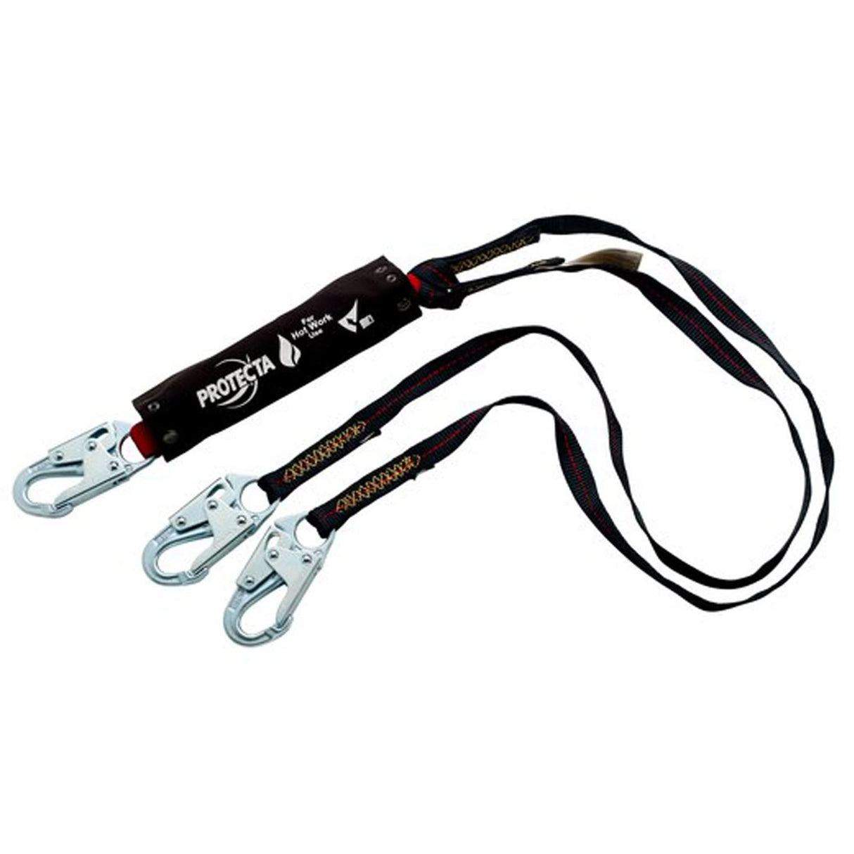PRO™ Shock-Absorbing Lanyard, 6', Snap Hook Center, Snap Hook Leg Ends, Kevlar®