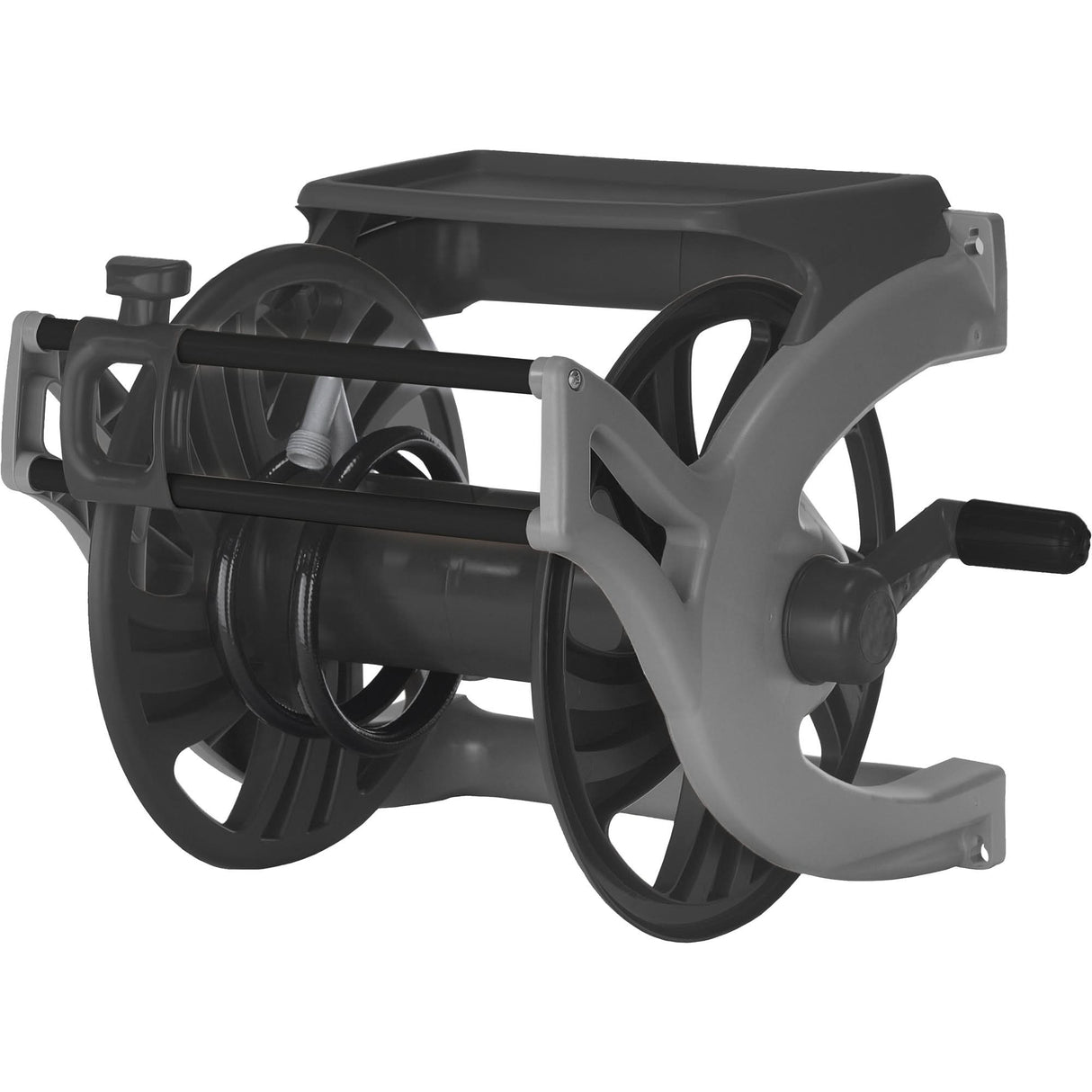 Deluxe Wall-Mount Hose Reel, 225', Aluminum/Poly-Plastic