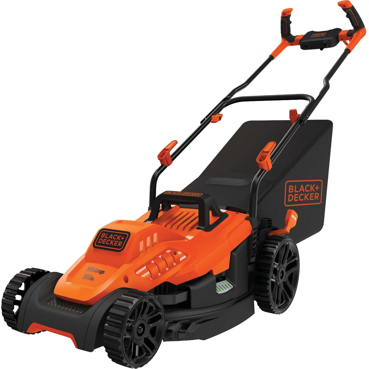 Lawn Mower with Comfort Grip Handle, Push Walk-Behind, Electric, 15" Cutting Width