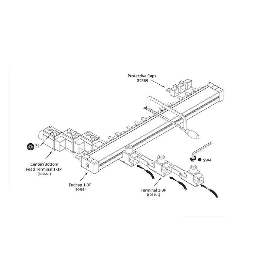 NOARK® Comb Busbar 1P 18 Pins UL 489 18mm² | CBA1P18P18UL