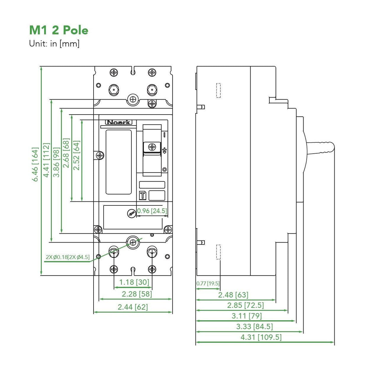 NOARK® Molded Case Circuit Breaker 20A, 2P IC Class S | M1S20T22L
