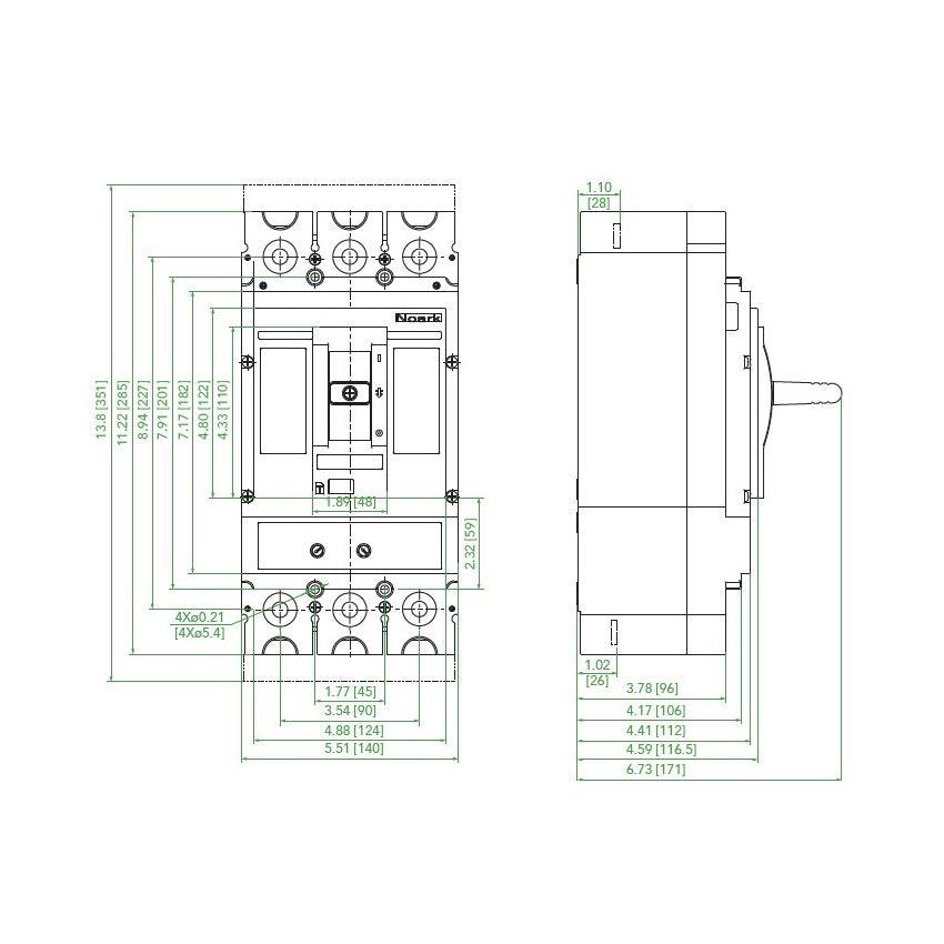 NOARK® Molded Case Circuit Breaker 350A, 2P IC Class S | M3S350T2L