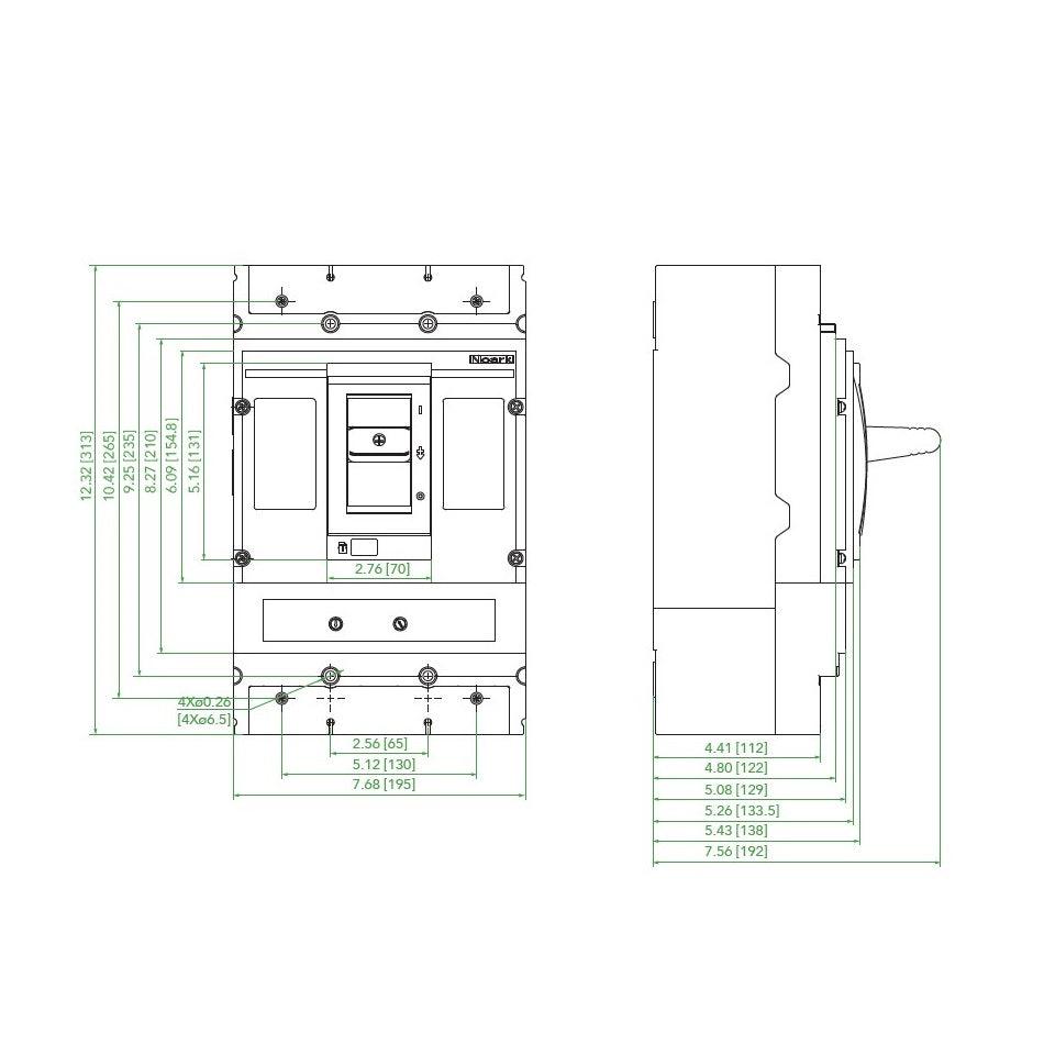 NOARK® Molded Case Circuit Breaker 400A, 3P IC Class S | M4S400T3L