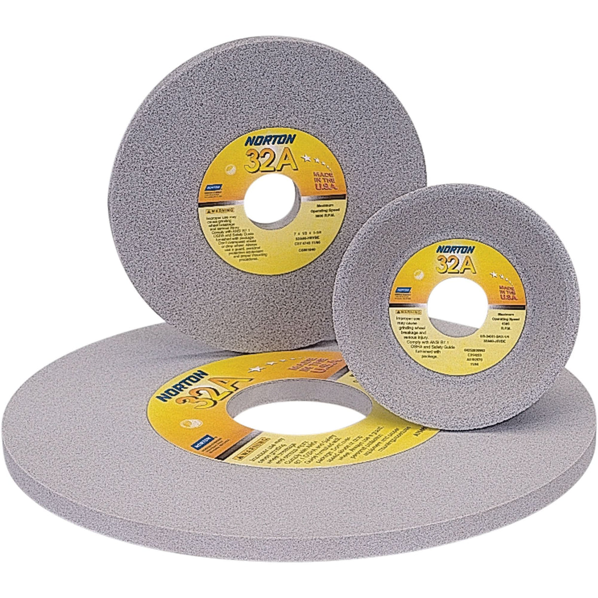 Vitrified Toolroom Wheels - Norton 32A Wheels, Aluminum Oxide, 7" x 1/2"