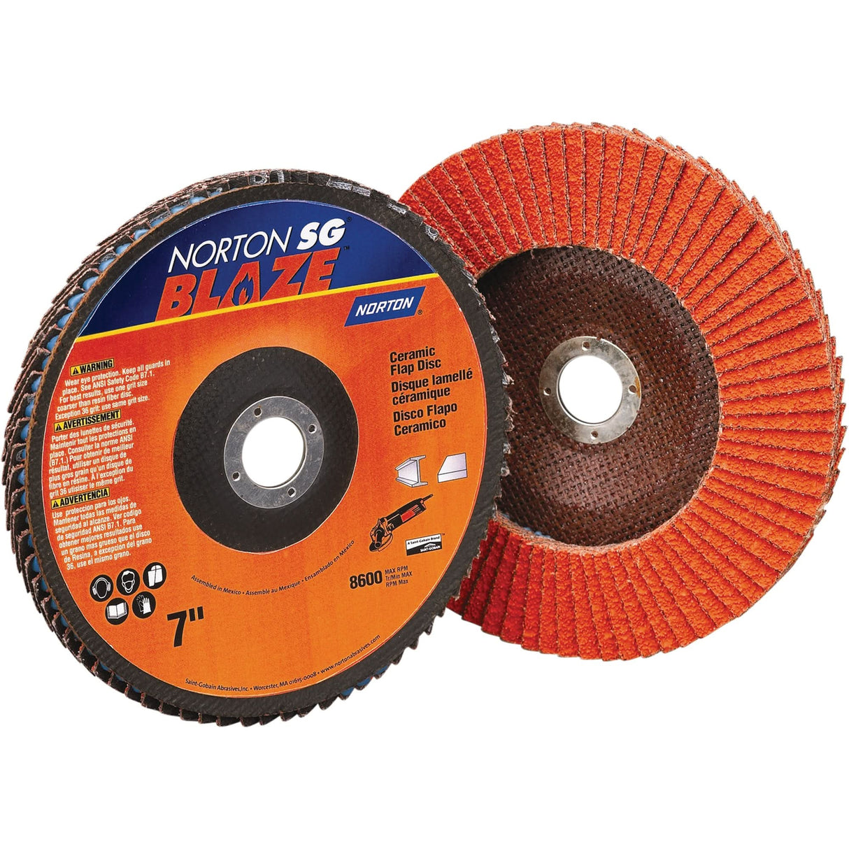 Flap Wheels- Sg Blaze R980, 4-1/2" x 7/8", Type 29, 80 Grit, Ceramic