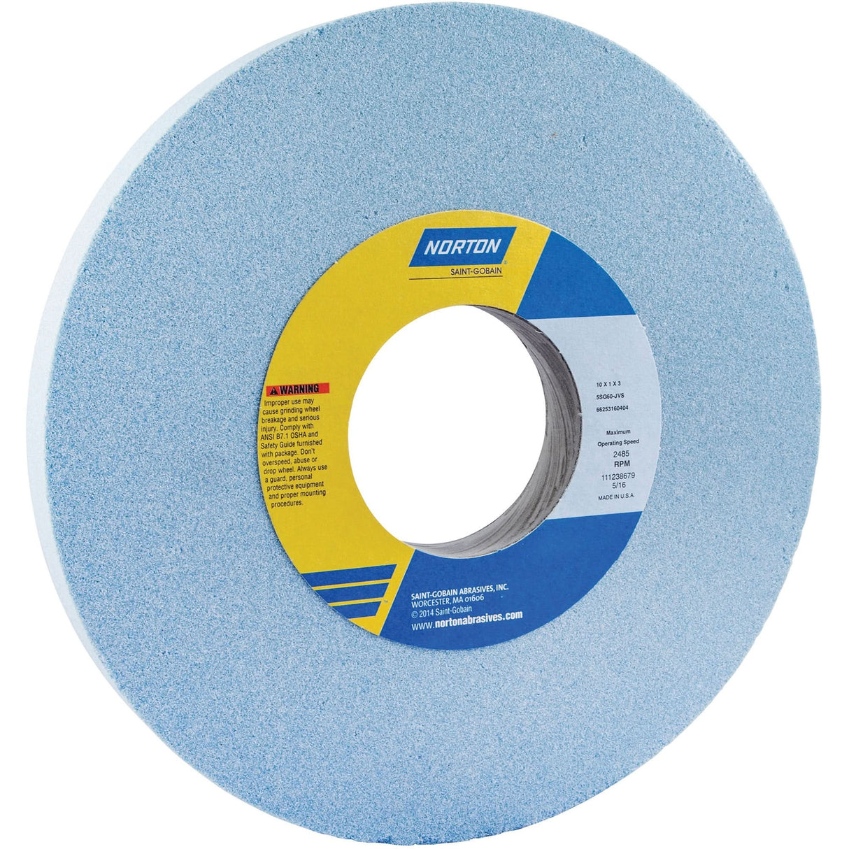 Toolroom Vitrified Wheel, Type 5NQ, Ceramic Alumina, 10" x 1"