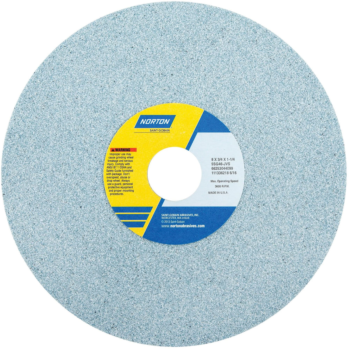 Toolroom Vitrified Wheel, Type 5NQ, Ceramic Alumina, 8" x 3/4"