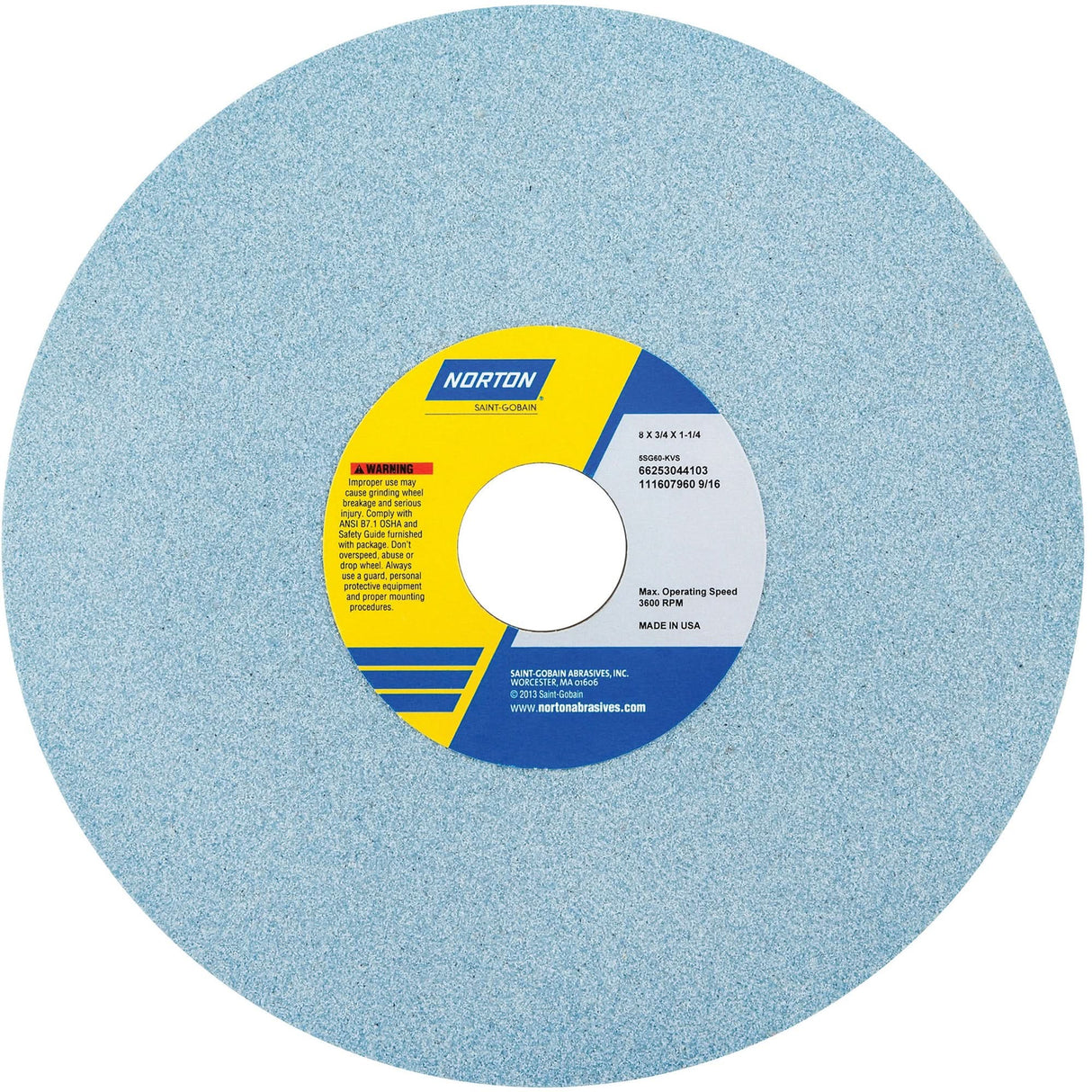 Tool Room Wheel, Type 01, Ceramic Alumina, 8" x 3/4"