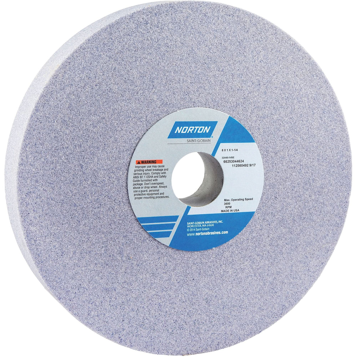 Tool Room Wheel, Type 01, Aluminum Oxide, 8" x 1"