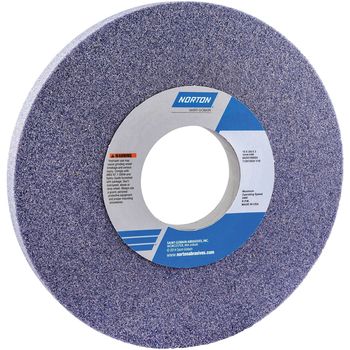 Tool Room Wheel, Type 01, Aluminum Oxide, 10" x 3/4"