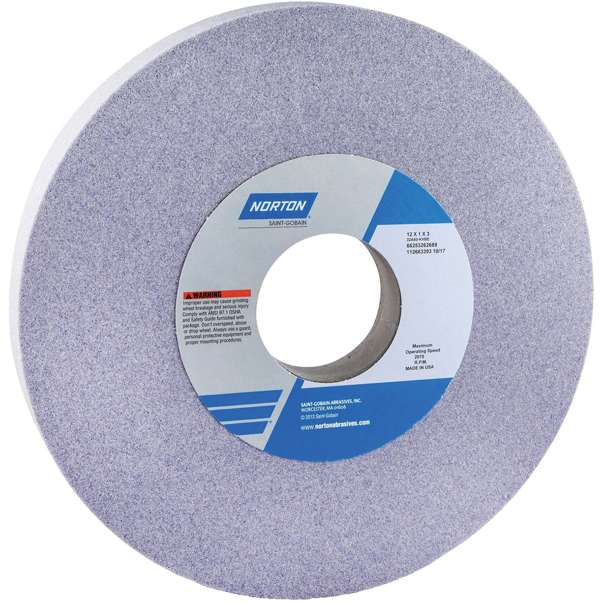 Tool Room Wheel, Type 01, Aluminum Oxide, 12" x 1"