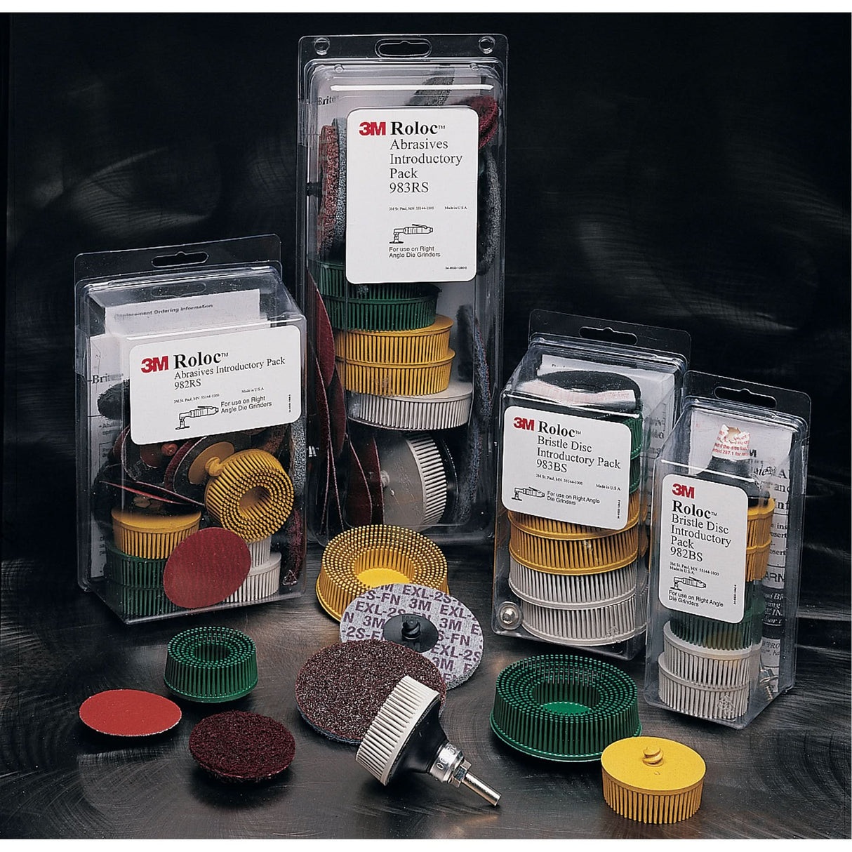 Scotch-Brite™ Roloc™ Bristle Disc Kit, Ceramic, 50, 80, 120 Grit, 2" Dia.