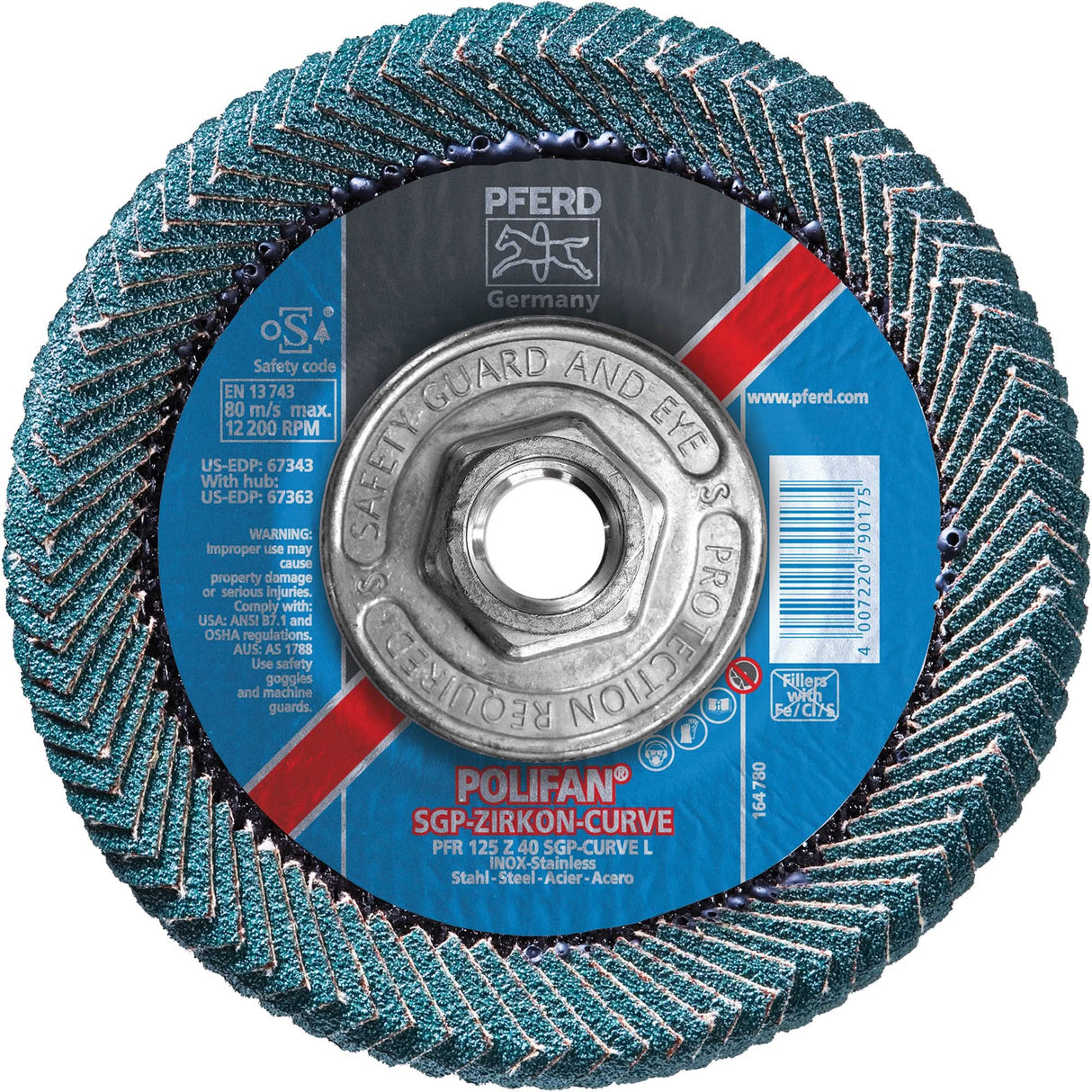 Flap Disc, 4-1/2" x 5/8"-11, Type 27, 40 Grit, Zirconia Alumina