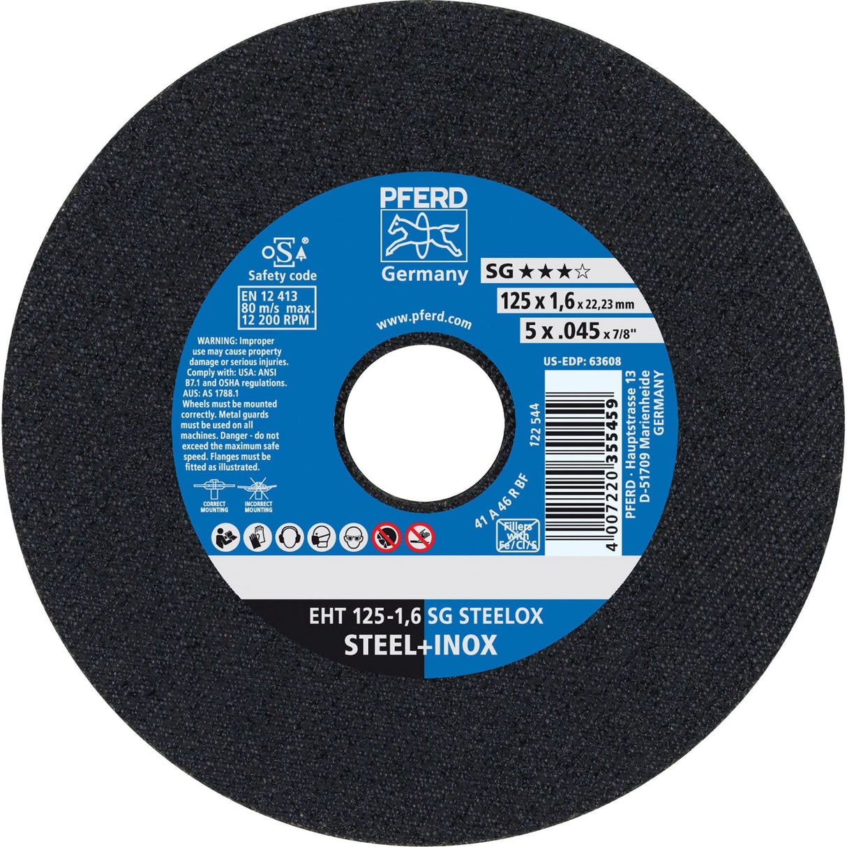 Cut-Off Wheel, 7" x 3/64", 7/8" Arbor, Type 1, Aluminum Oxide, 8600 RPM