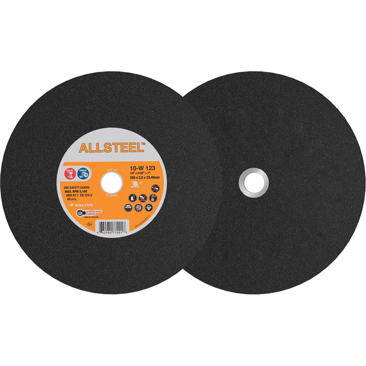 AllSteel™ Chopsaw Wheel, 12" x 7/64", 1" Arbor, Type 1, Aluminum Oxide, 5100 RPM