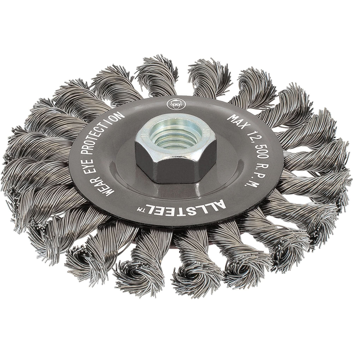 AllSteel™ Wire Brush, 5" Dia., 0.02" Fill, 5/8"-11 Arbor, Steel