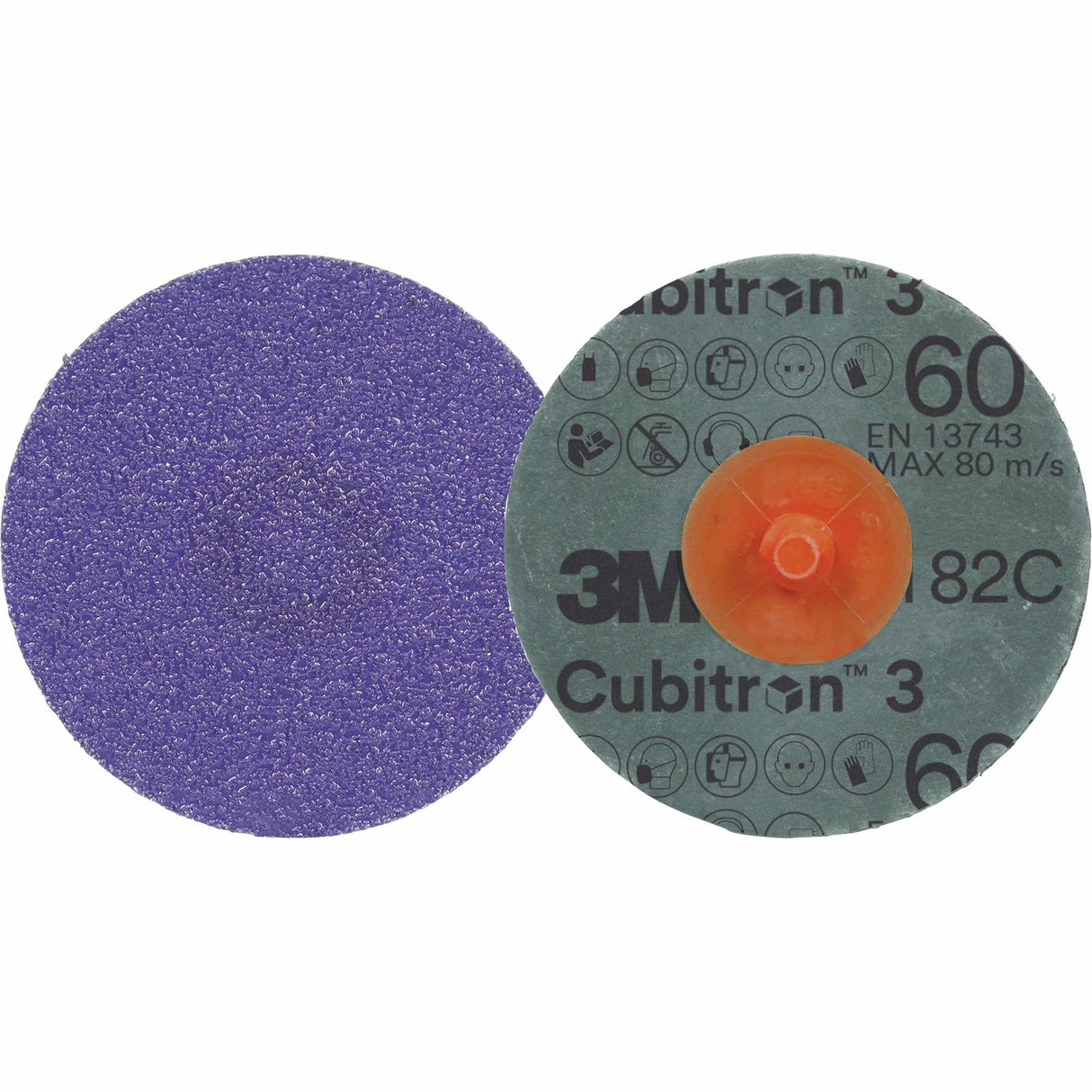 Cubitron™ 3 Roloc™ Fibre Disc 1182C, 3" Dia., 60+ Grit, Ceramic