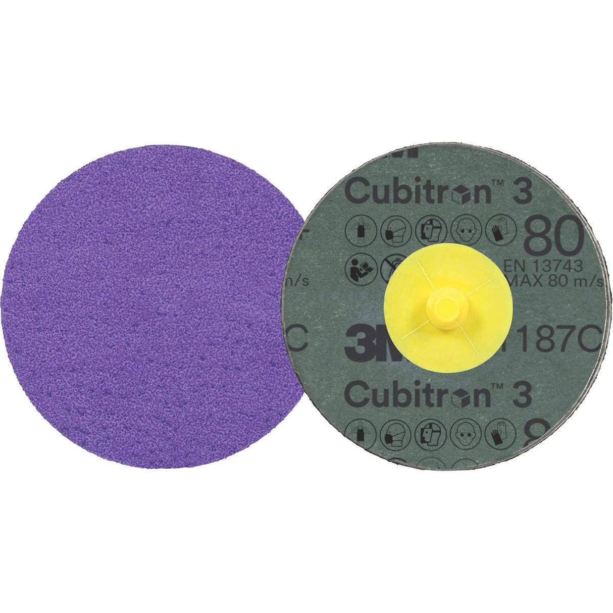 Cubitron™ 3 Roloc™ Fibre Disc, 2" Dia., 80+ Grit, Ceramic