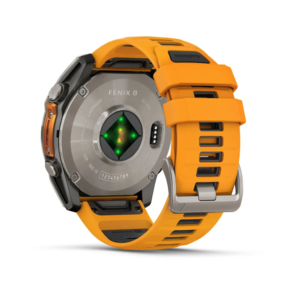 fēnix® 8 – 51 mm, AMOLED Sapphire, Titanium with Spark Orange/Graphite Band