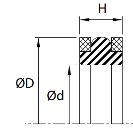 Piston T-Seal (TP) 3.750" x 3.375" x 0.280" - Nitrile/Nylon