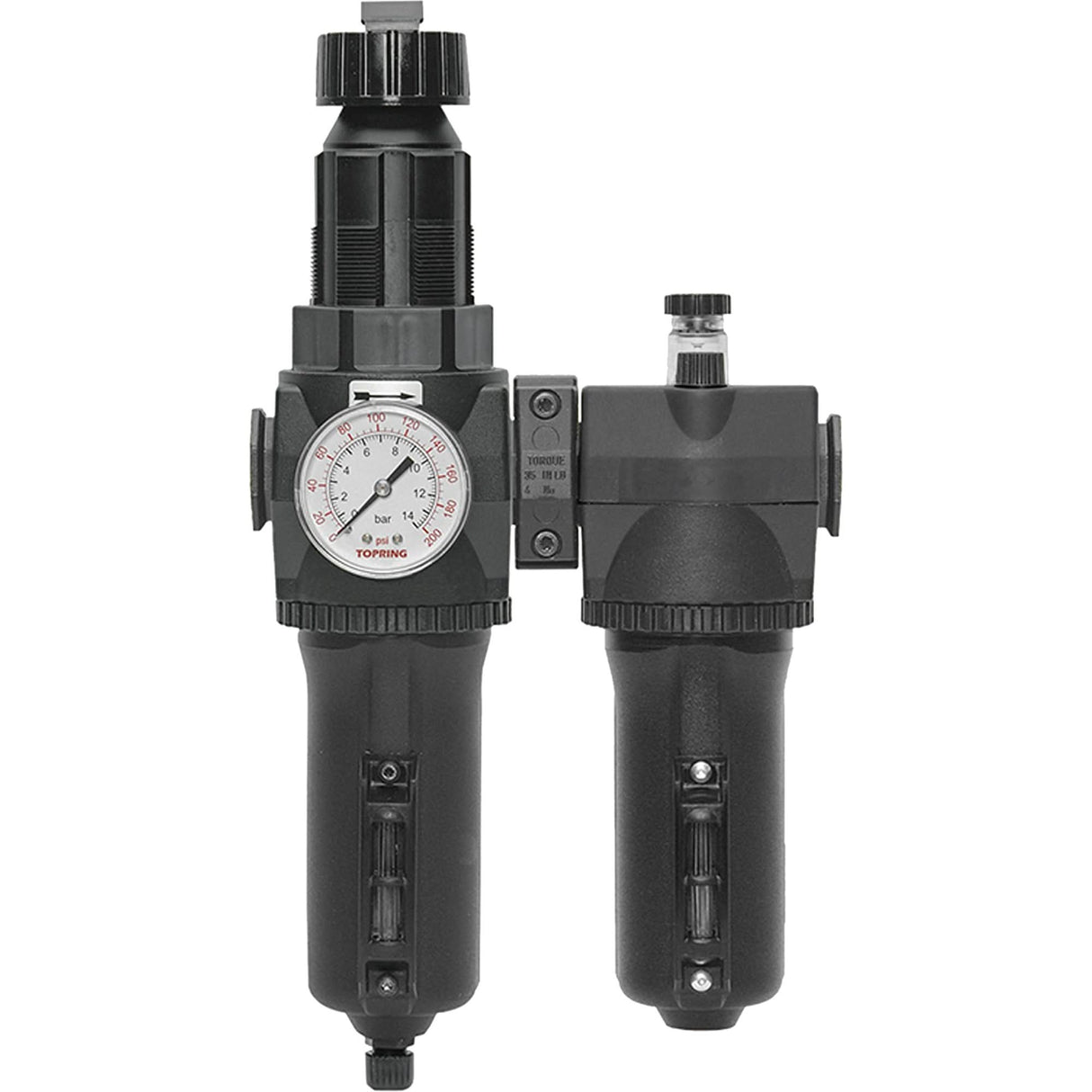 Manual Drain Filter, Regulator & Lubricator with Metal Bowl & Gauge Modulair 400, 1/2" NPT