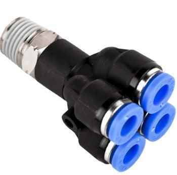 Push to Connect Double Wye "Y" Union 6mm Tube x 1/8" NPT Male