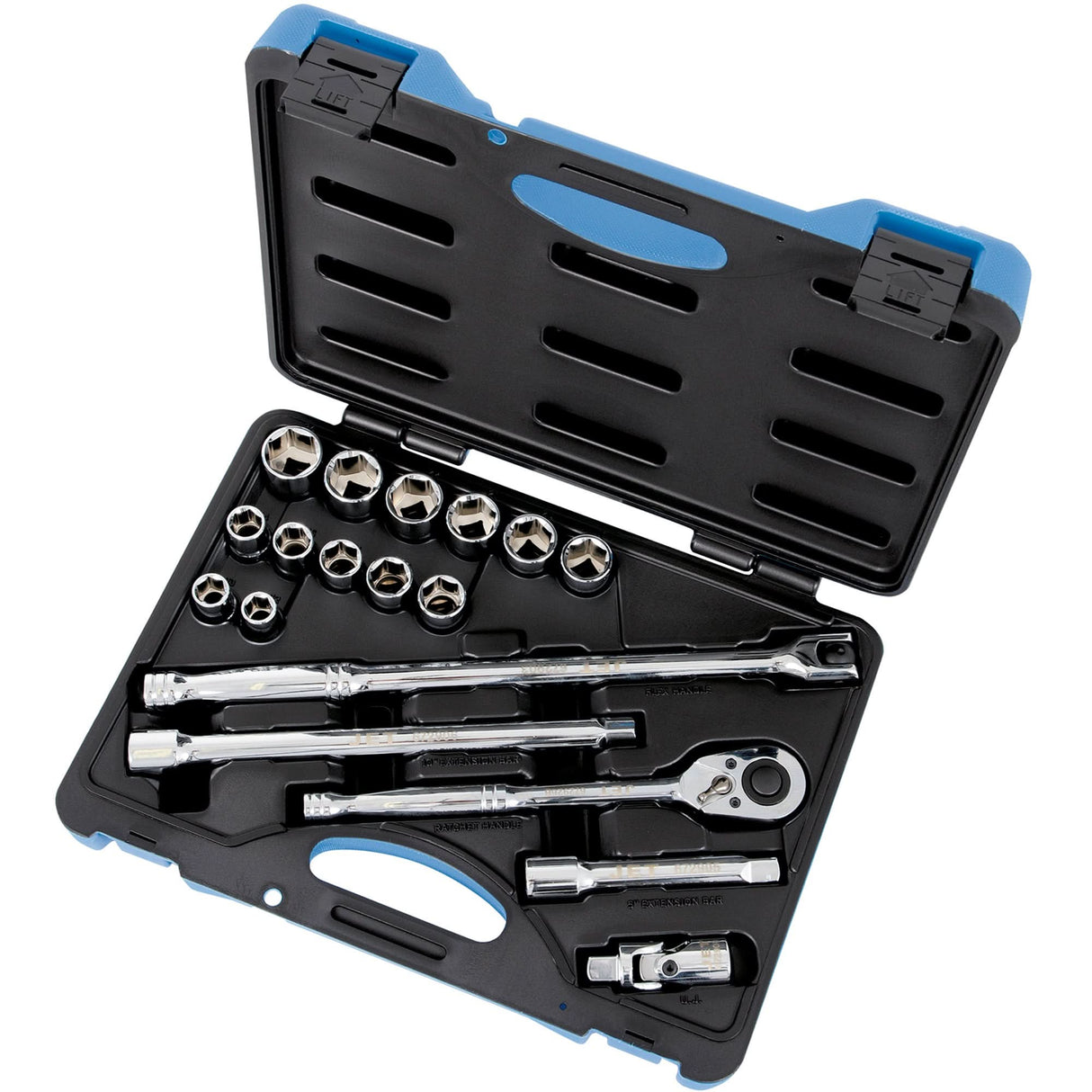 Metric Socket Wrench Set, 19 Pcs, 1/2" Drive Size
