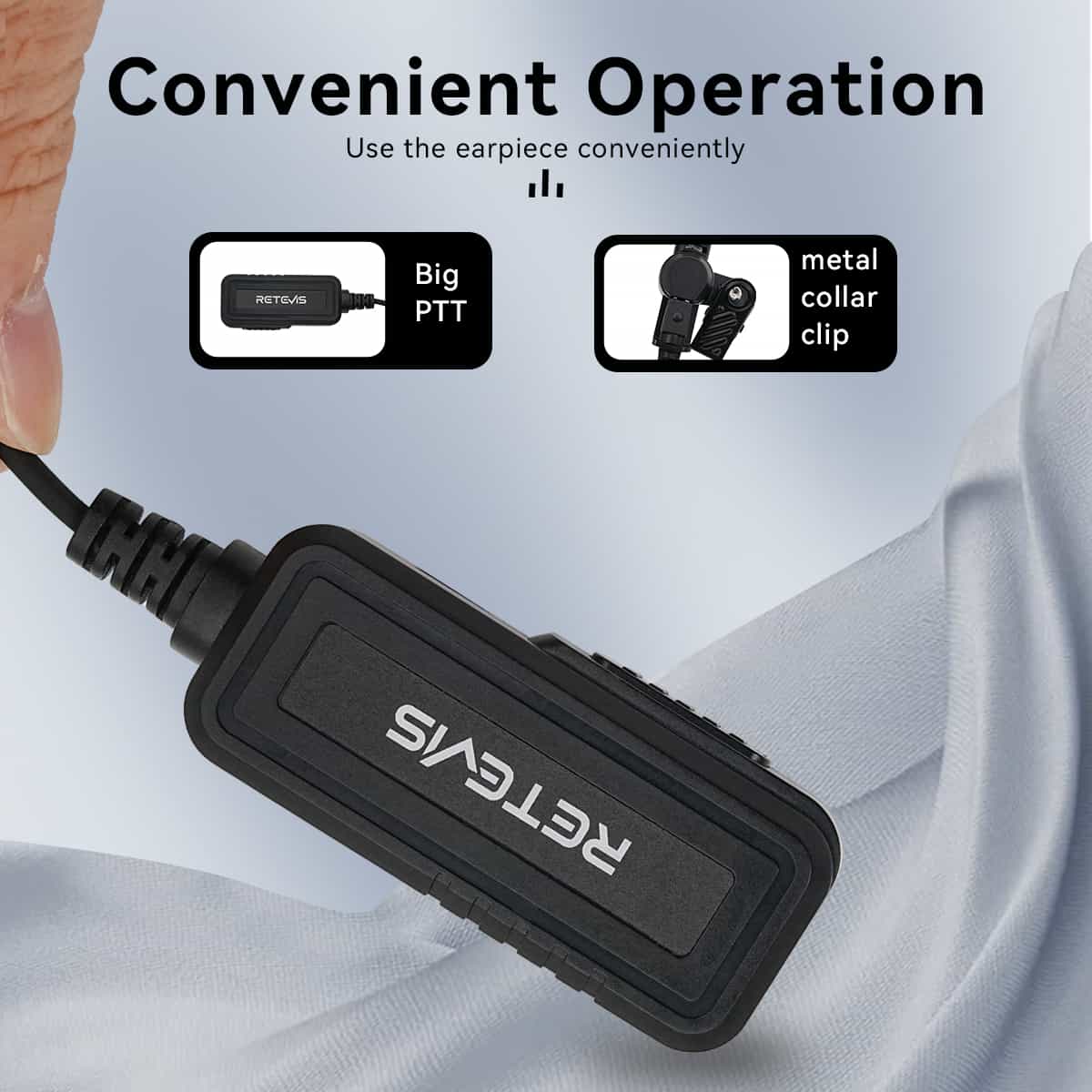 Retevis AI Noise-Canceling "Secret Service" Earpiece (for HD1/HD2/RT29/HA1UV)