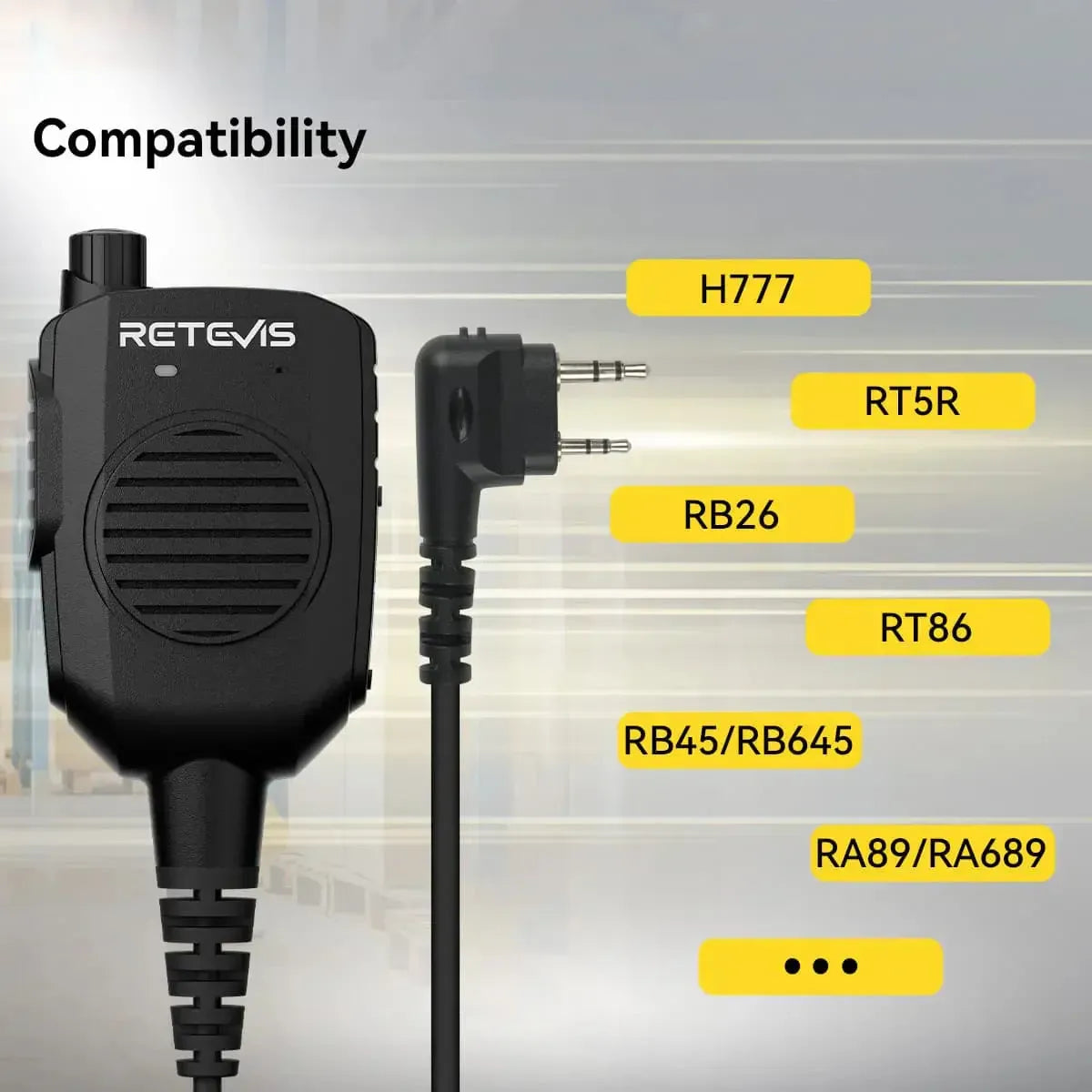 Microphone Haut-parleur Anti-Bruit AI Retevis HK011 (K1 2 Broches)