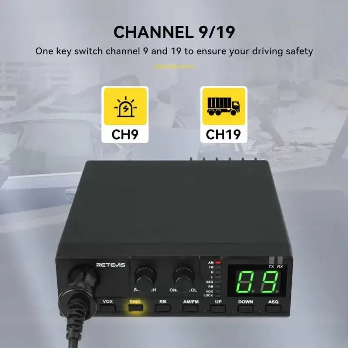Retevis MB2 Radio CB 40 canaux AM/FM « Plug-and-Play »