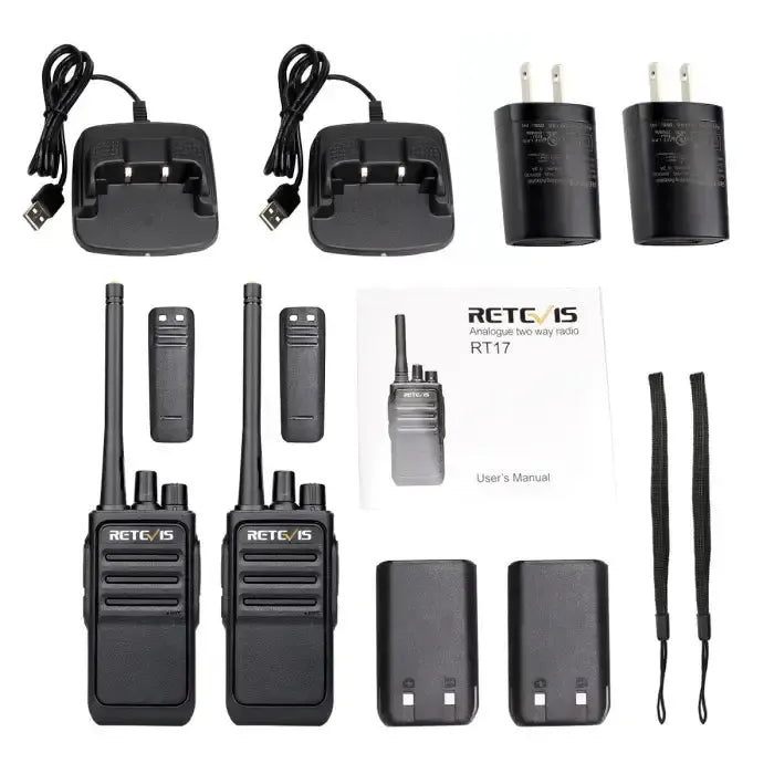 Lot de 2 radios bidirectionnelles Retevis RT17 Premium GMRS sans licence pour entreprises, hôtellerie, commerce de détail, restaurants