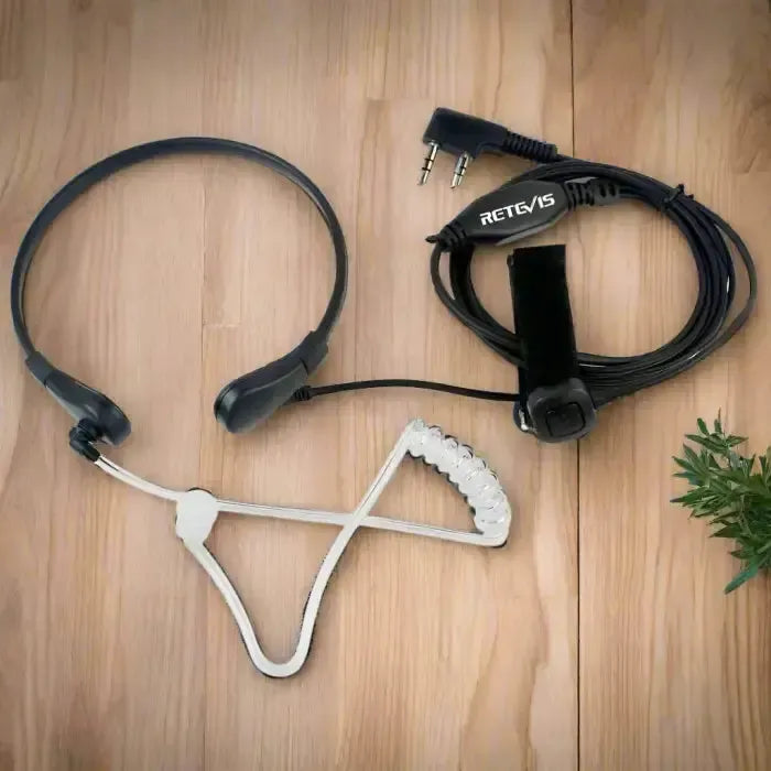 Oreillette Retevis Ă tube acoustique, micro PTT, tour de cou