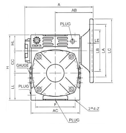 Right Angle Gear Speed Reducer 143T 10:1 Size 70 (Left Output) | TUM7010-L