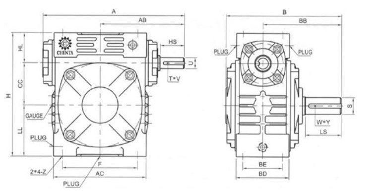 Right Angle Gear Speed Reducer 30:1 Size 70 (Left Output) | CTU7030-L