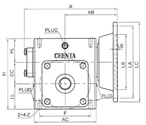 Right Angle Gear Speed Reducer 40:1 Size 715 (Left Output) | BTU71540-L