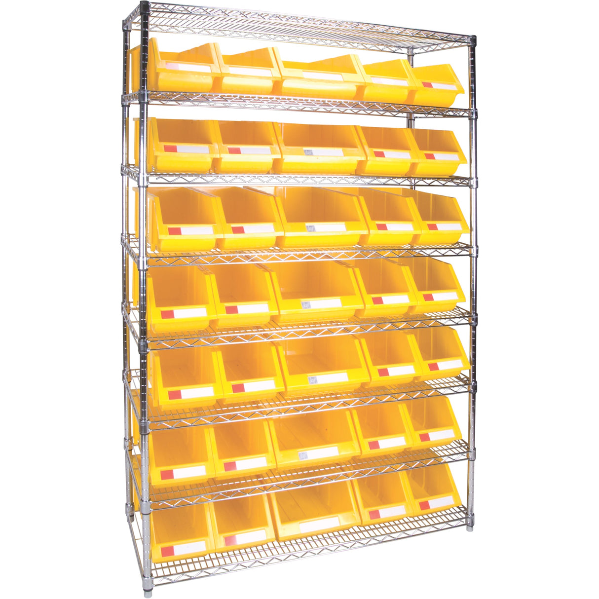 Heavy-Duty Wire Shelving Unit with Storage Bins, 8 Tiers, 48" W x 74" H x 18" D