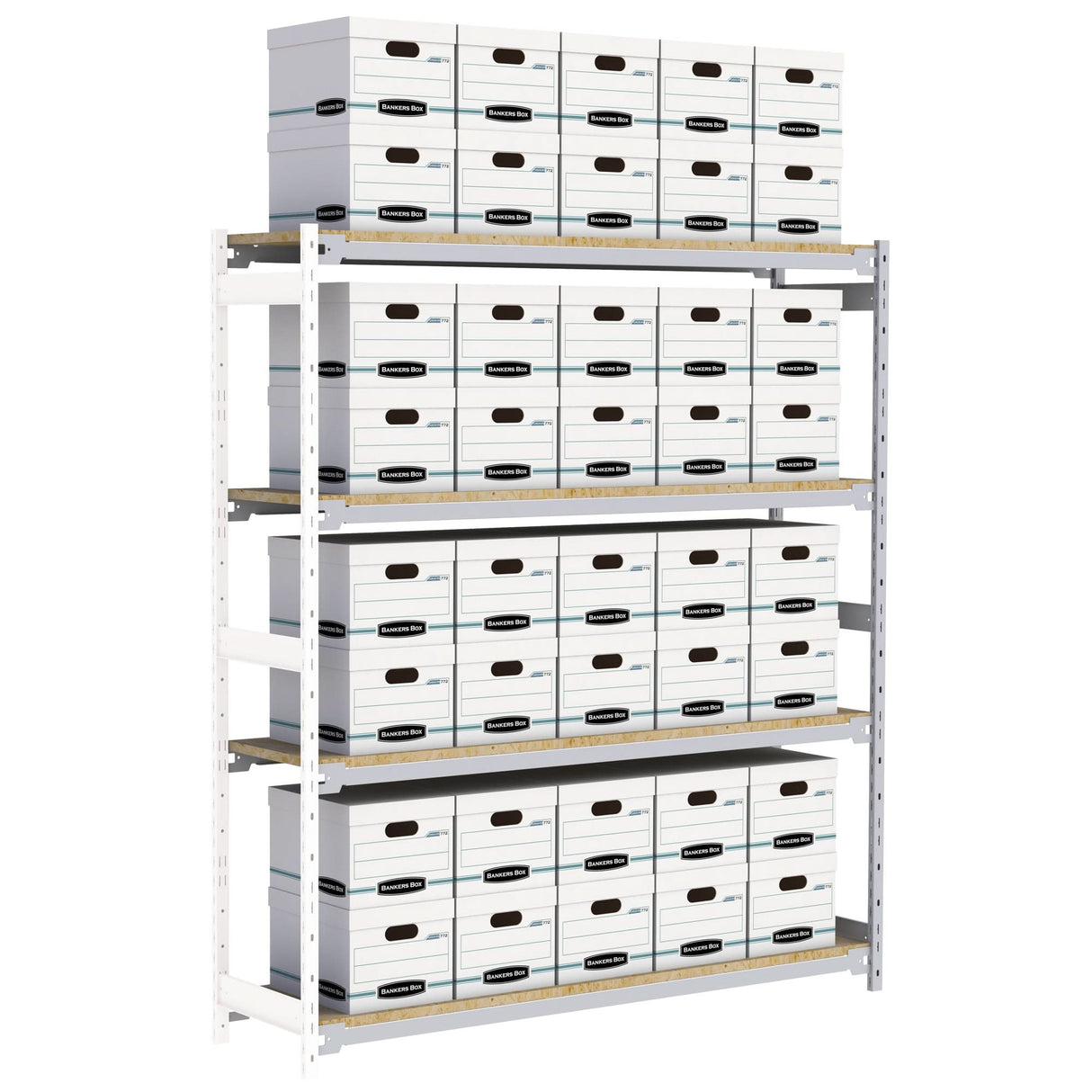 Wide Span Record Storage Shelving, Steel, 4 Shelves, 72" W x 18" D x 84" H, Add-On Kit