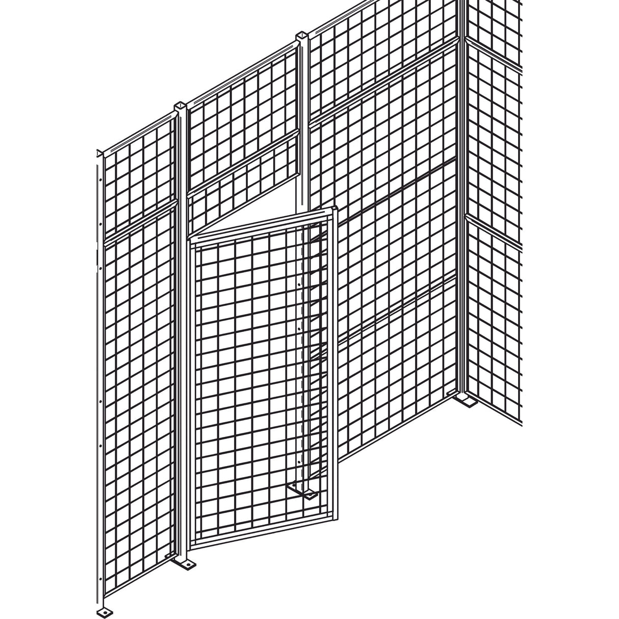 Heavy-Duty Wire Mesh Partition Swing Door, 3' W x 7' H