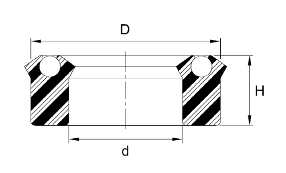 Rod/Piston U-Seal (B) 50mm x 60mm x 7mm - Polyurethane/Nitrile
