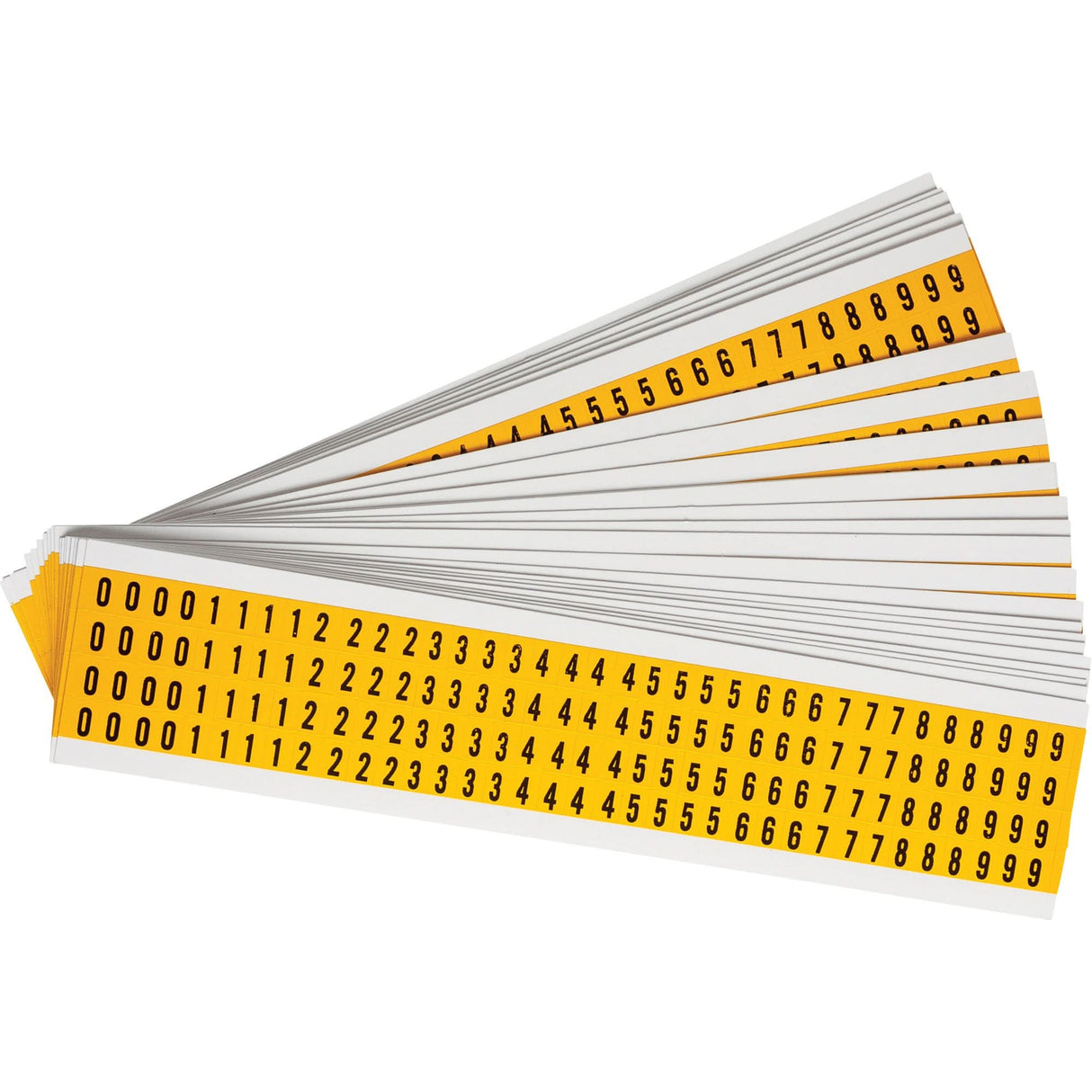 Individual Number and Letter Labels Set, 0 to 9, 1/4" H, Black on Yellow
