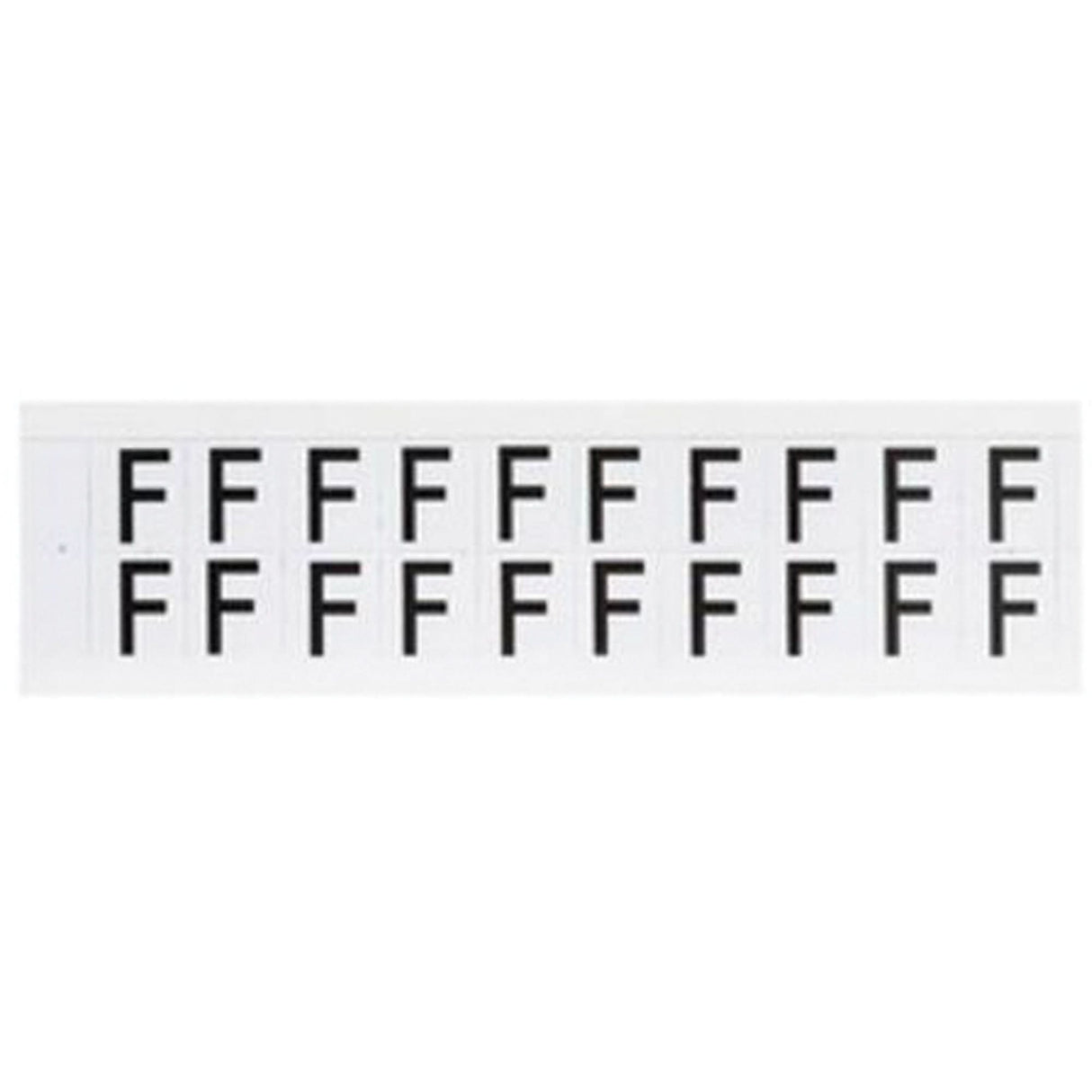 Individual Number and Letter Labels, F, 5/8" H, Black on White